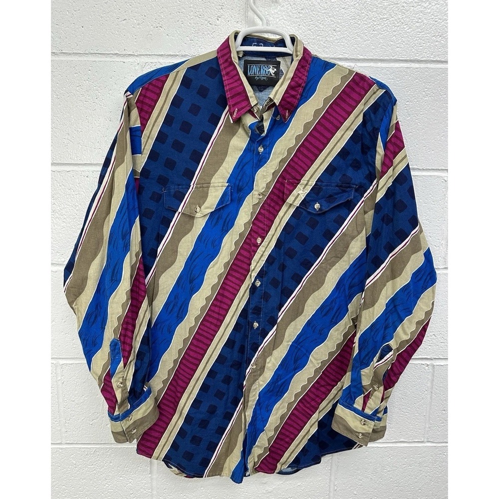 Roper Lone Roo Button Up Multicolor Striped Tribal Western /‎ Men's XL